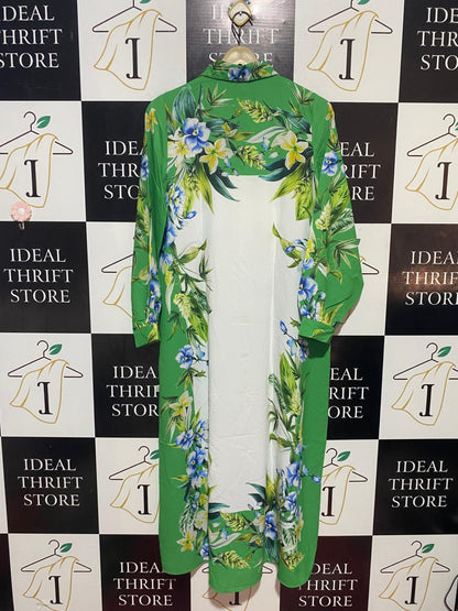 JANNGFER |L| BUST 19| B24| PREMIUM FLORAL PRINT BUTTON-DOWN MAXI DRESS