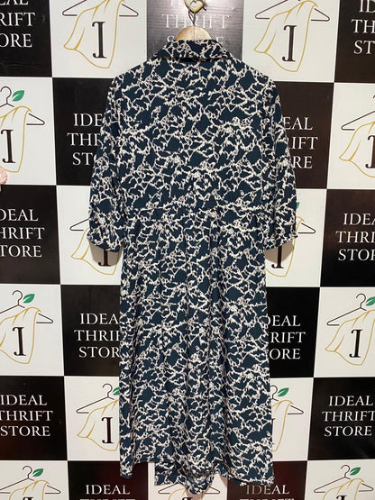 PREVIEW |M| BUST 18| B24| PREMIUM ABSTRACT PRINT COLLARED MIDI DRESS