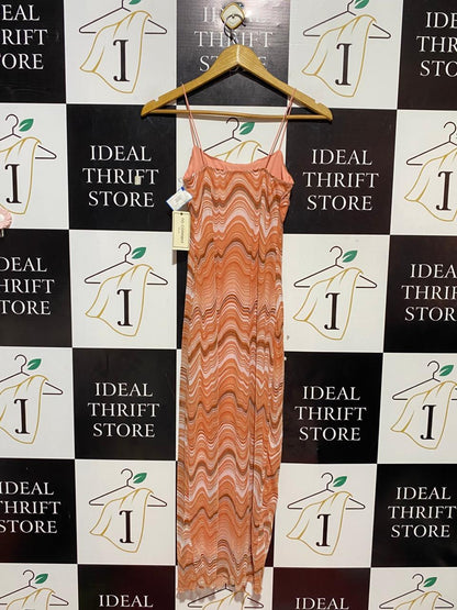NY LA |XS| BUST 12| B24| PREMIUM RETRO WAVE PRINT MAXI DRESS