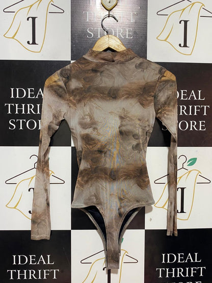 PRETTYLITTLE THING |XS| BUST 13| B24| PREMIUM ABSTRACT PRINT MESH BODYSUIT