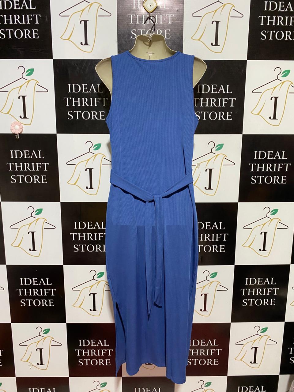 |M| BUST 17| B24| PREMIUM CORNFLOWER BLUE KNOT-FRONT MIDI DRESS