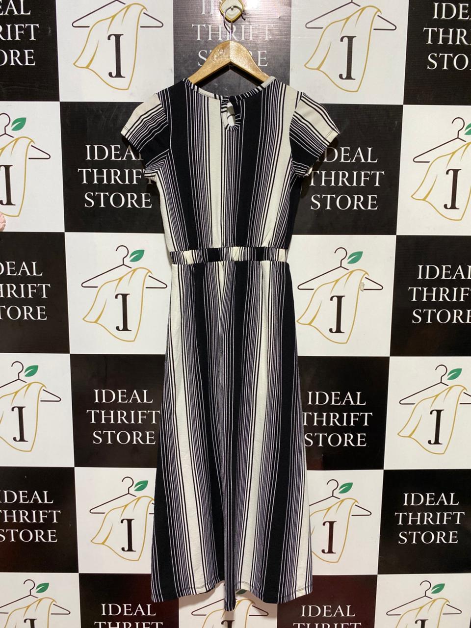 KISS GIRLS |S| BUST 15| B24| PREMIUM MONOCHROME VERTICAL STRIPED MAXI JUMPSUIT DRESS
