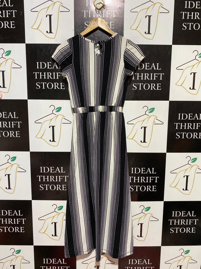 KISS GIRLS |S| BUST 15| B24| PREMIUM MONOCHROME VERTICAL STRIPED MAXI JUMPSUIT DRESS