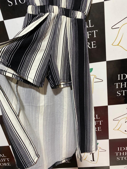 KISS GIRLS |S| BUST 15| B24| PREMIUM MONOCHROME VERTICAL STRIPED MAXI JUMPSUIT DRESS