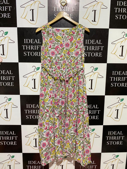 JOJO MAMAN BEBE |M| BUST 18| B24| VIBRANT FLORAL TIERED BOHEMIAN MAXI DRESS