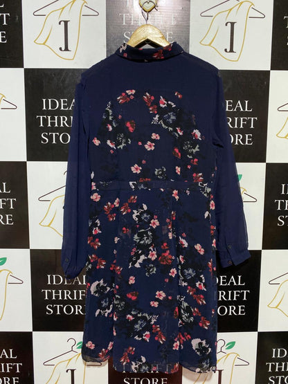 MONSOON |M| BUST 18| B24| PREMIUM MONSOON NAVY FLORAL BUTTON-DOWN MINI DRESS