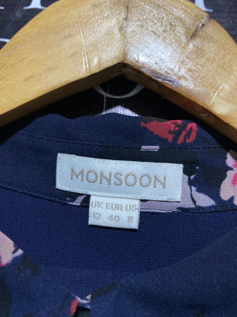 MONSOON |M| BUST 18| B24| PREMIUM MONSOON NAVY FLORAL BUTTON-DOWN MINI DRESS