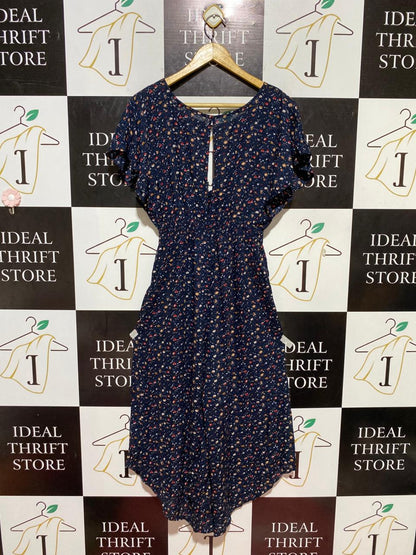 NUNUI |M| BUST FREE| B24| PREMIUM NAVY POLKA DOT TIE-FRONT MIDI JUMPSUIT