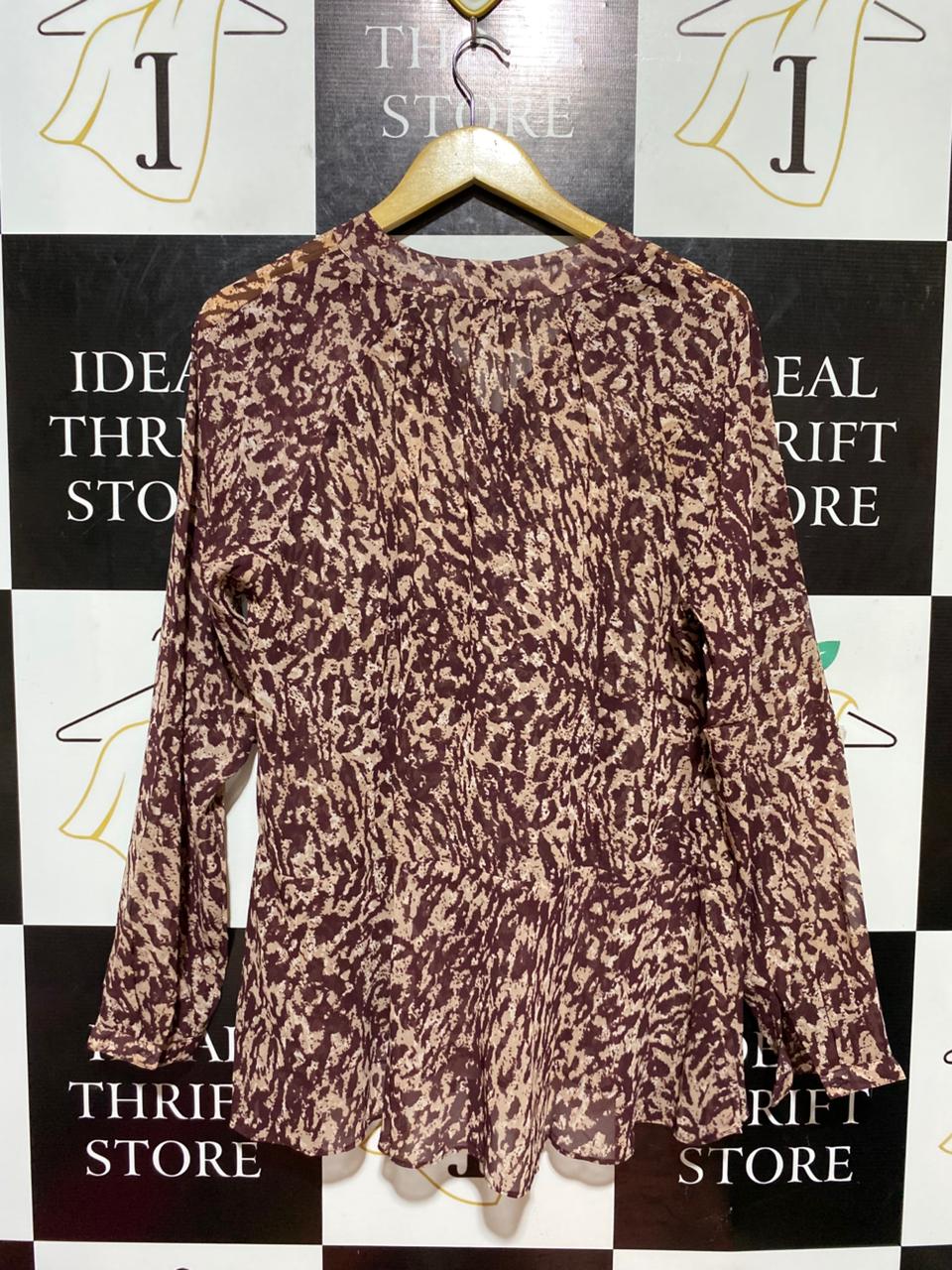 NEXT |L| BUST 20| B24| ANIMAL PRINT TIE-NECK BLOUSE