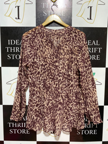 NEXT |L| BUST 20| B24| ANIMAL PRINT TIE-NECK BLOUSE
