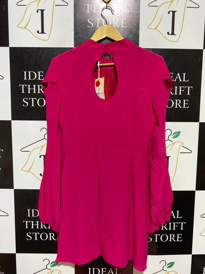 AMORETTE |M| BUST 18| B24| PREMIUM HOT PINK HIGH-NECK MINI DRESS