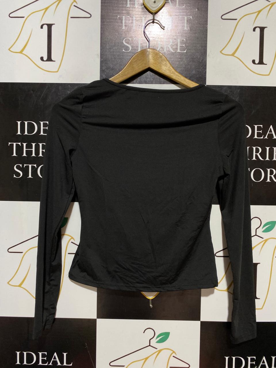 SHEIN |M| BUST 16| B24| PREMIUM ESSENTIAL BLACK LONG SLEEVE SCOOP NECK TOP