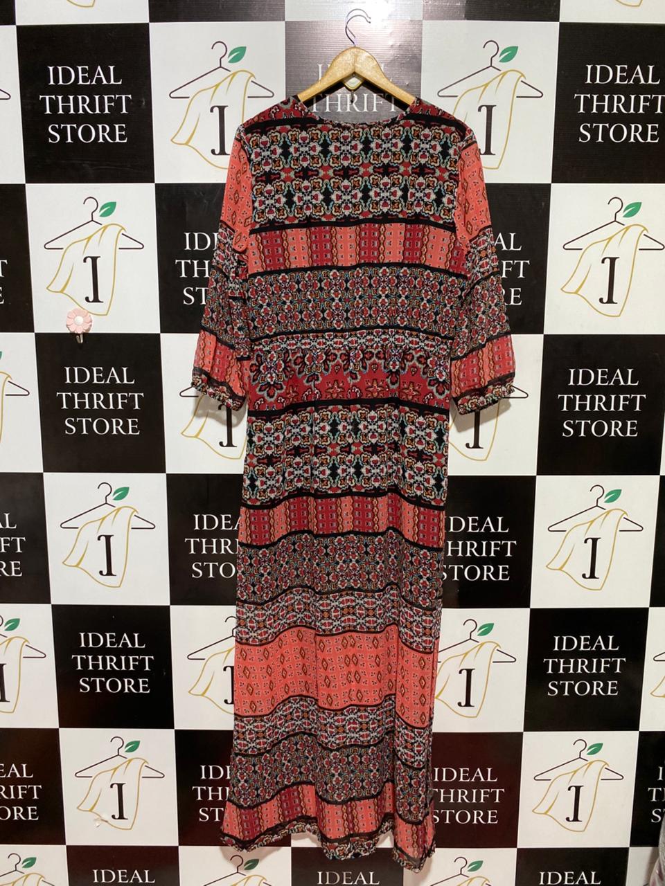 BAND OF GYPSIES |L| BUST 20| B24| PREMIUM BOHO GEOMETRIC PRINT WRAP MAXI DRESS