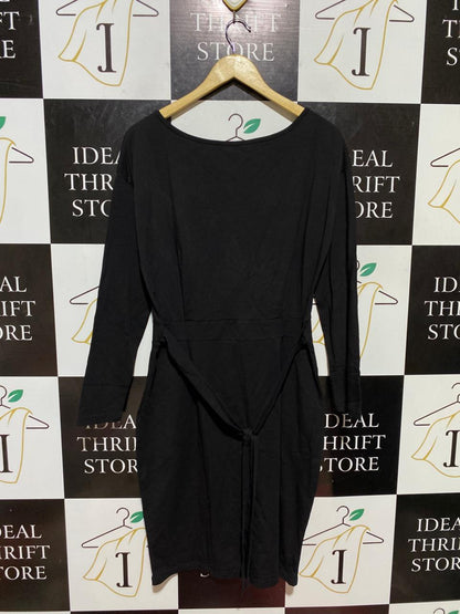 PRETTY GARDEN |L| BUST 20| B24| PREMIUM ESSENTIAL BLACK LONG SLEEVE BODYCON MIDI DRESS