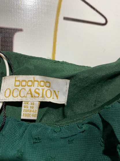 BOOHOO |M| BUST 18| B24| OCCASION EMERALD SWISS DOT MIDI DRESS