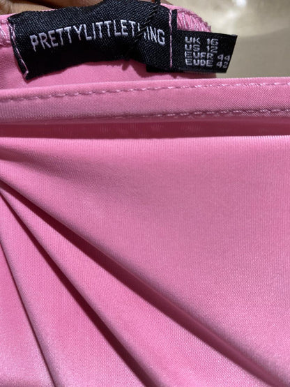 PRETTYLITTLE THING |M| BUST 17| B24| PREMIUM DRAPED BUBBLEGUM PINK CAMI MAXI DRESS