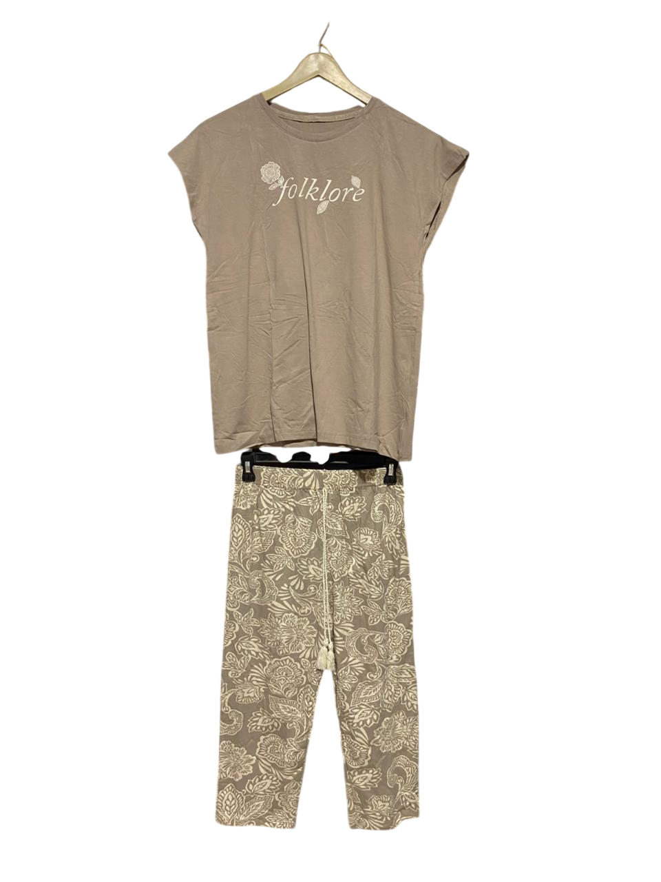 |M| B25| WOMEN'S RELAXED LOUNGE SET – TAUPE & FLORAL PAISLEY