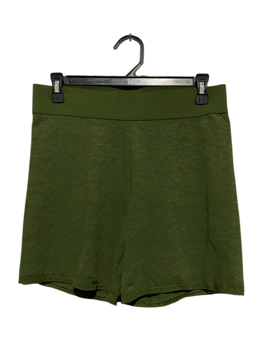 AERIE |L| WAIST 30| B25| WOMEN'S HIGH-WAISTED LACE LOUNGE SHORTS – OLIVE GREEN