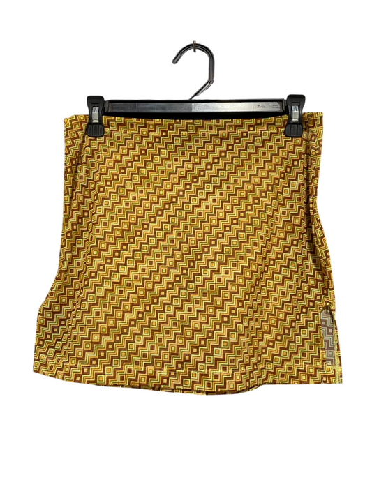 TRIANGL |L| WAIST 30| B25| VINTAGE-INSPIRED GEOMETRIC MINI SKIRT – MUSTARD & EARTH TONES