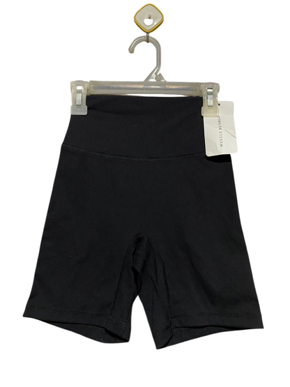 MUSCLE REPUBLIC |XXS| WAIST 19| B25| WOMEN'S HIGH-RISE TRAINING SHORTS – STEALTH BLACK