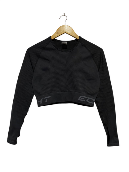 ECHT |M| BUST 16| B25| SEAMLESS LONG SLEEVE CROP TOP - BLACK