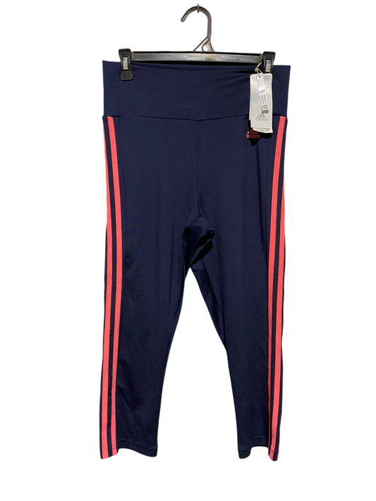ADIDAS |L| WAIST 29| B25| AEROREADY HIGH-WAISTED 3-STRIPE TRAINING TIGHTS - NAVY/CORAL