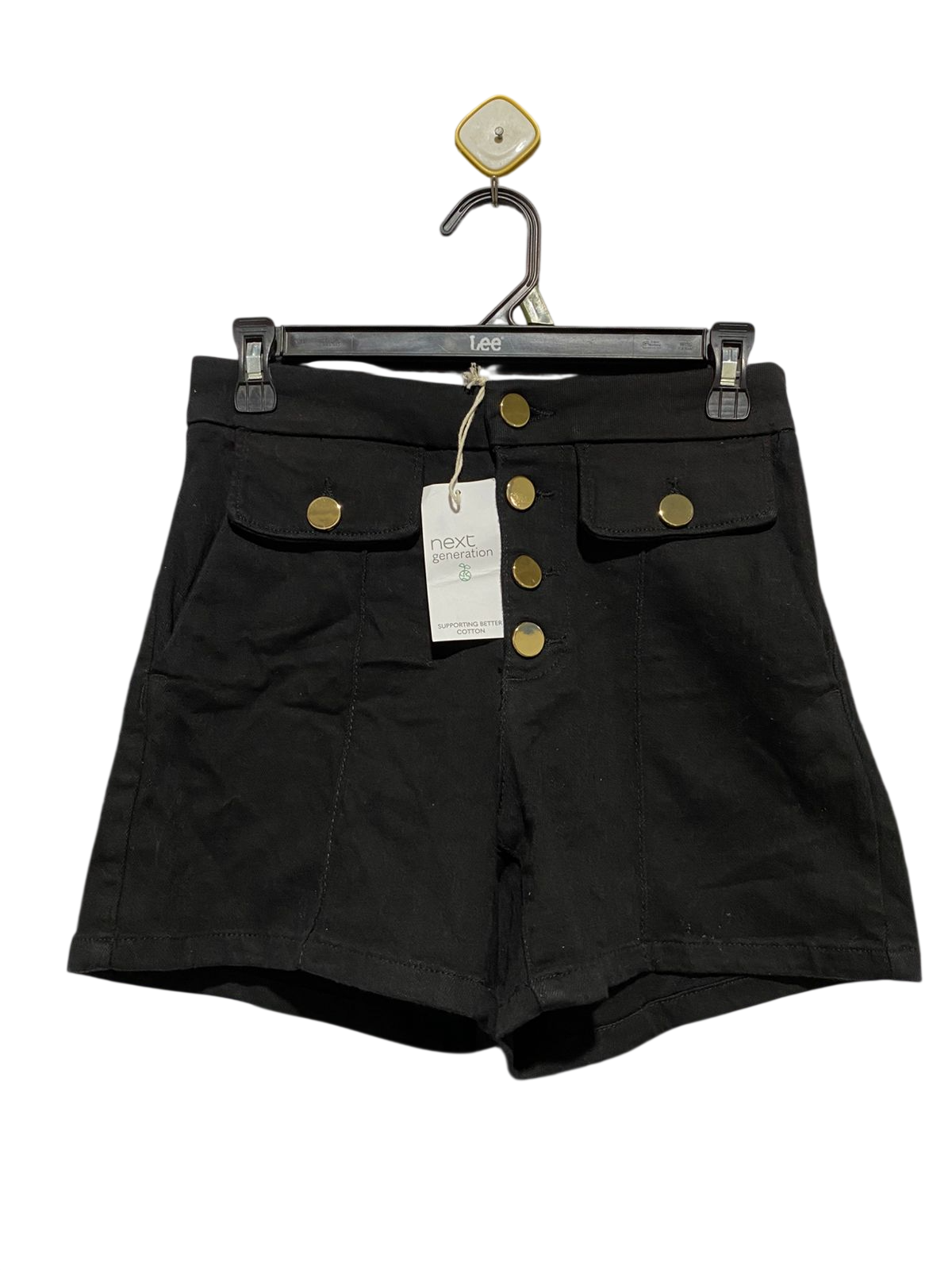 NEXT |XS| WAIST 24| B25| GENERATION HIGH-WAISTED BUTTON-FRONT SHORTS - BLACK
