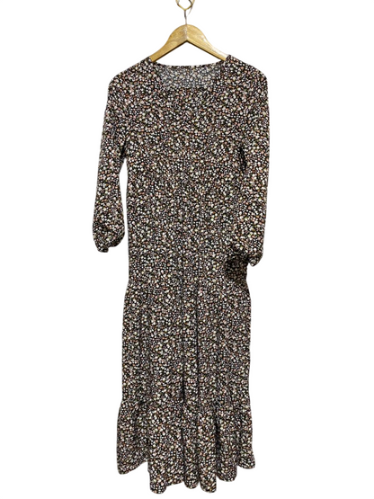 SHEIN |M| BUST 18| B25| CHIC BLACK BUTTON-DOWN MIDI DRESS  CLASSIC PUFF SLEEVE ELEGANCE
