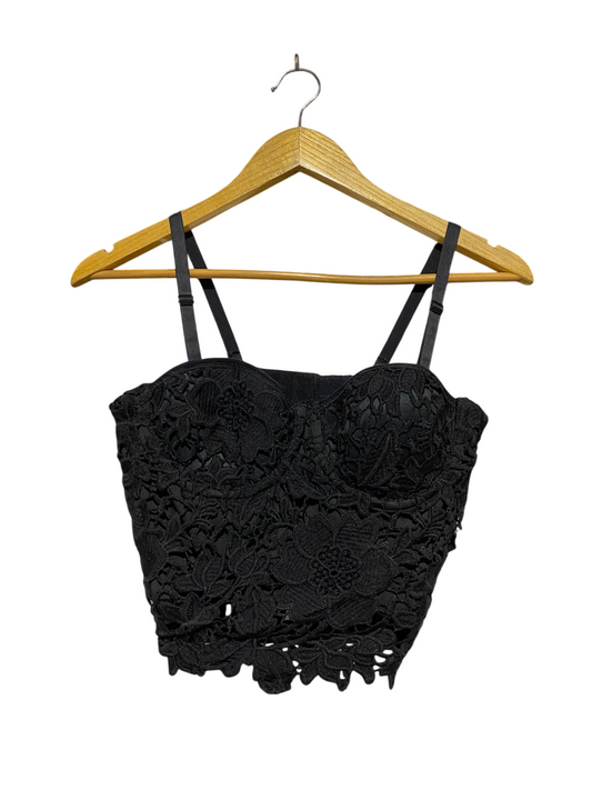 |M| BUST 15| C1| ELEGANT BLACK GUIPURE LACE BUSTIER