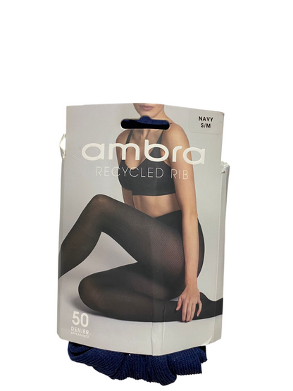 AMBRA |S/M| B26| WOMEN'S RECYCLED RIBBED TIGHTS - NAVY BLUE
