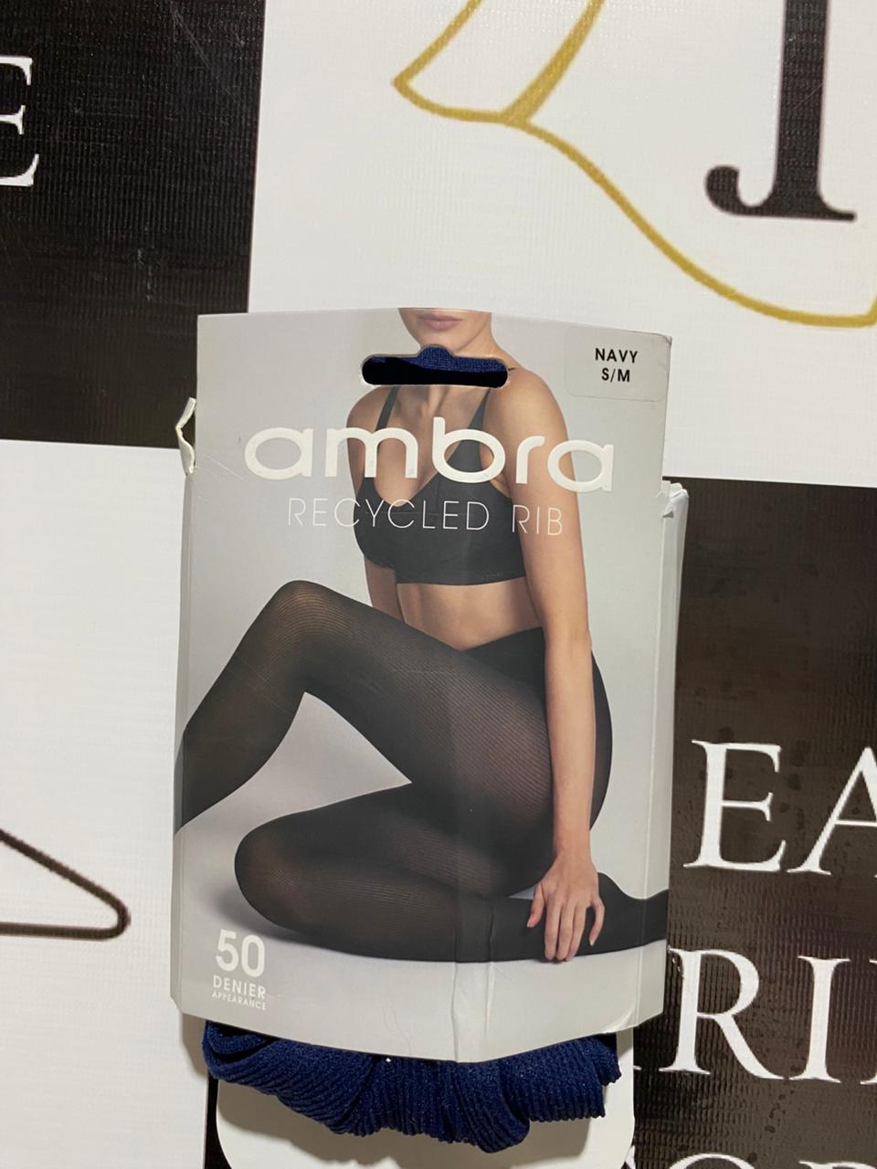 AMBRA |S/M| B26| WOMEN'S RECYCLED RIBBED TIGHTS - NAVY BLUE
