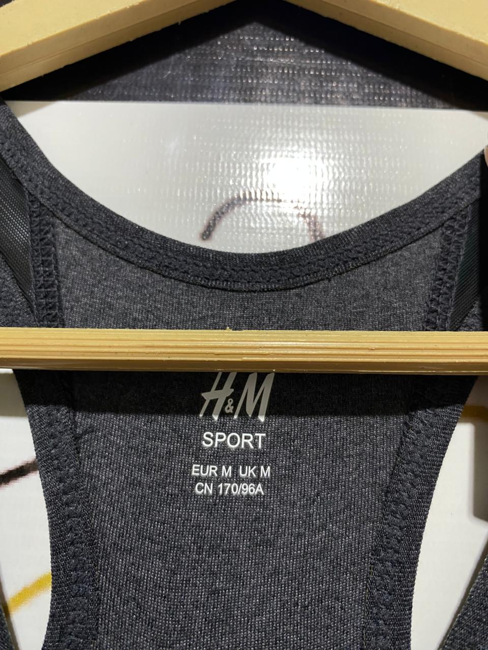 H&M |M| BUST 14| B26| SPORT MEDIUM SUPPORT RACERBACK SPORTS BRA – CHARCOAL & ROSE GOLD