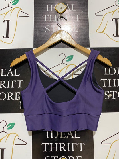 CROPS |M| BUST 14| C1| PREMIUM CROSS-BACK LONG-LINE SPORTS BRA – DEEP PURPLE