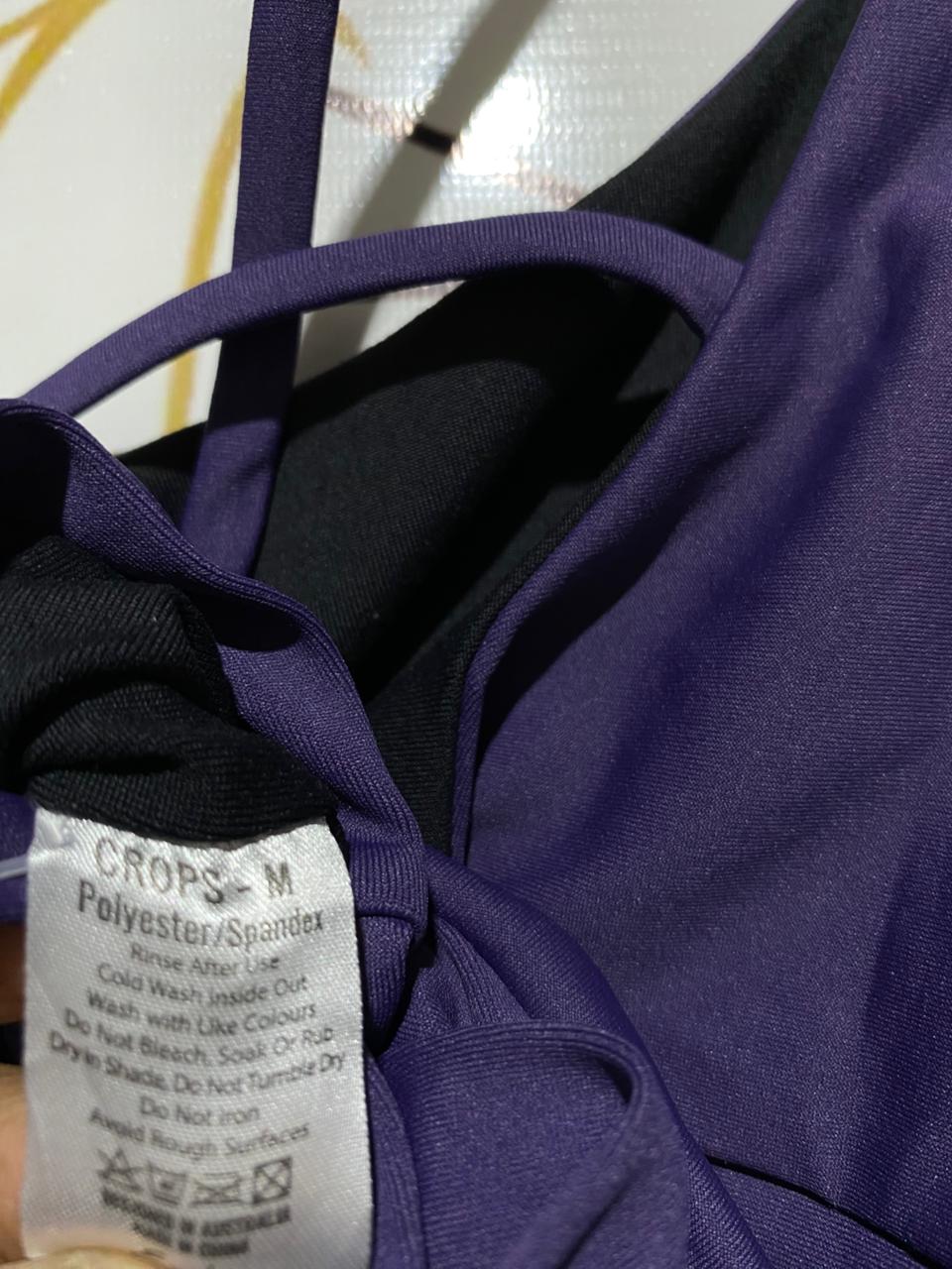CROPS |M| BUST 14| C1| PREMIUM CROSS-BACK LONG-LINE SPORTS BRA – DEEP PURPLE