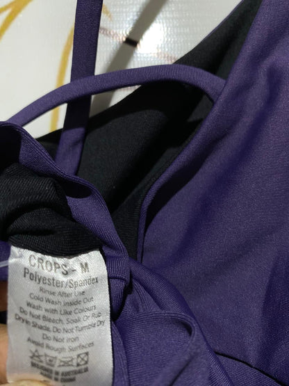 CROPS |M| BUST 14| C1| PREMIUM CROSS-BACK LONG-LINE SPORTS BRA – DEEP PURPLE