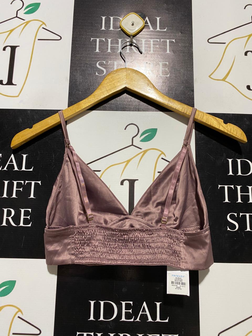 PRIMARK |S| BUST 13| B25| LUXE SATIN MAUVE BRALETTE CHIC TRIANGLE CROP TOP