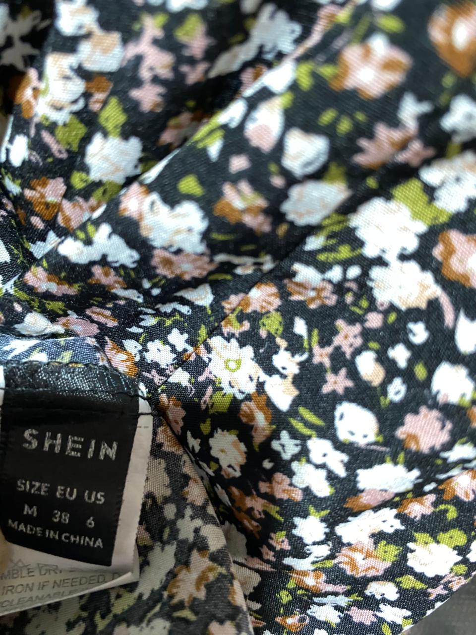 SHEIN |M| BUST 18| B25| CHIC BLACK BUTTON-DOWN MIDI DRESS  CLASSIC PUFF SLEEVE ELEGANCE
