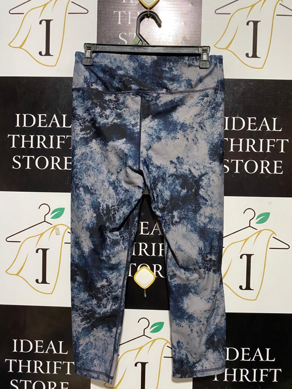 ANKO ACTIVE |M| WAIST 28| B25| PREMIUM ALL-OVER PRINT HIGH-PERFORMANCE LEGGINGS - BLUE/GREY ABSTRACT