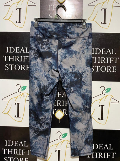 ANKO ACTIVE |M| WAIST 28| B25| PREMIUM ALL-OVER PRINT HIGH-PERFORMANCE LEGGINGS - BLUE/GREY ABSTRACT