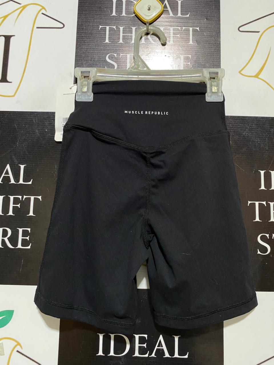 MUSCLE REPUBLIC |XXS| WAIST 18| B25| LUXE HIGH-WAISTED BIKER SHORTS - BLACK