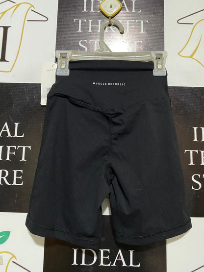 MUSCLE REPUBLIC |XXS| WAIST 18| B25| LUXE HIGH-WAISTED BIKER SHORTS - BLACK