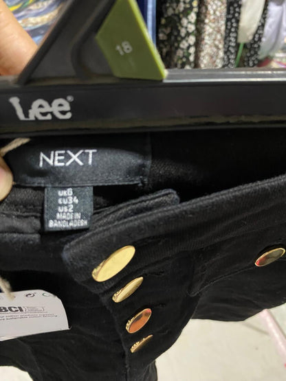 NEXT |XS| WAIST 24| B25| GENERATION HIGH-WAISTED BUTTON-FRONT SHORTS - BLACK