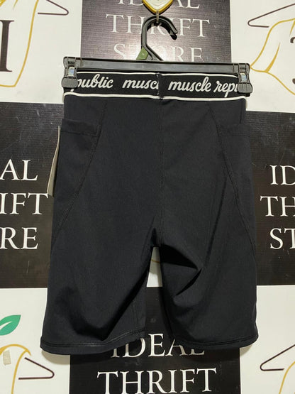 MUSCLE REPUBLIC |XS| WAIST 22| B25| PERFORMANCE BIKER SHORTS - BLACK
