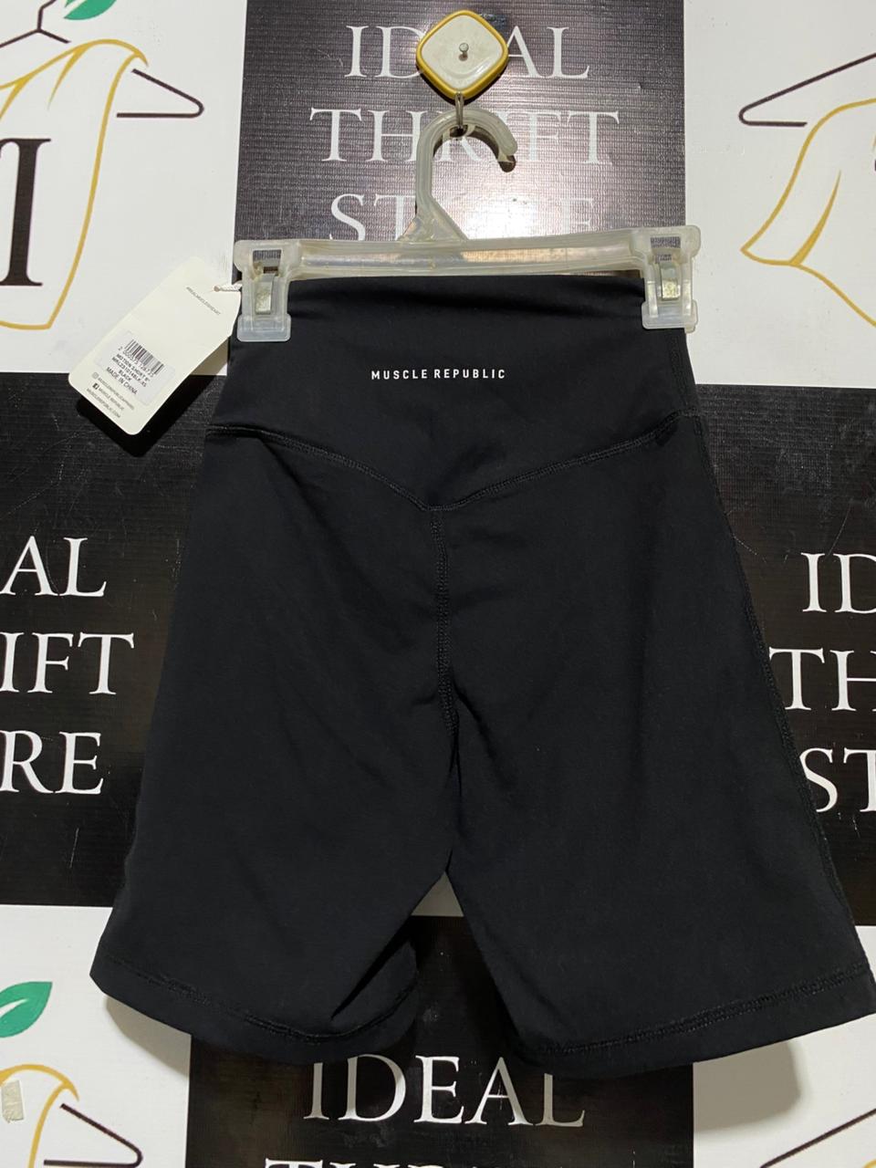 MUSCLE REPUBLIC |XXS| WAIST 18| B25| WOMEN'S HIGH-WAISTED BIKER SHORTS – CORE BLACK