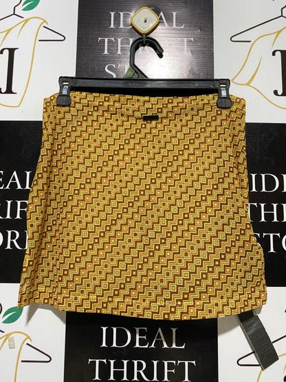 TRIANGL |L| WAIST 30| B25| VINTAGE-INSPIRED GEOMETRIC MINI SKIRT – MUSTARD & EARTH TONES