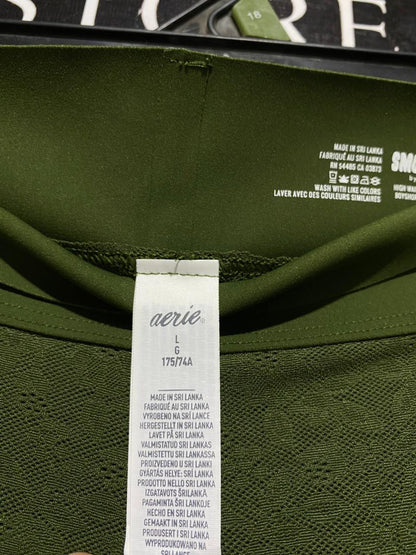 AERIE |L| WAIST 30| B25| WOMEN'S HIGH-WAISTED LACE LOUNGE SHORTS – OLIVE GREEN