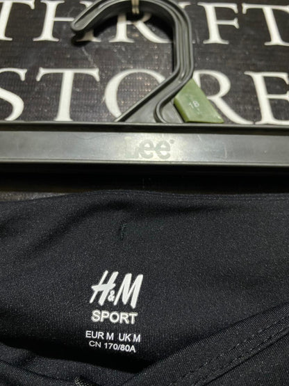 H&M |M| WAIST 28| B25| WOMEN'S HIGH-RISE TRAINING TIGHTS – STEALTH BLACK WITH WHITE PIPING