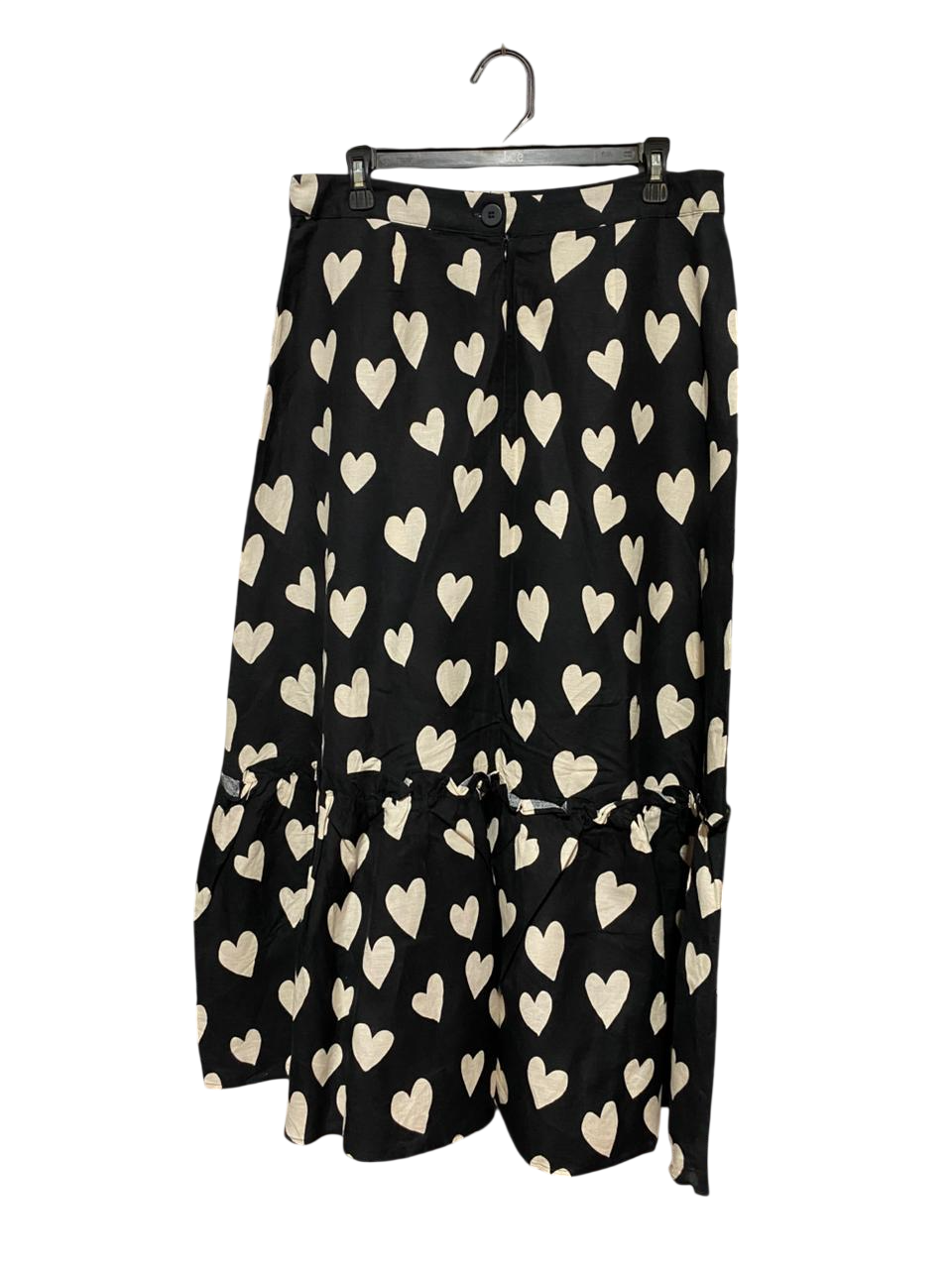 |XL| WAIST 32| B26| WHIMSICAL MONOCHROME HEART PRINT MIDI SKIRT
