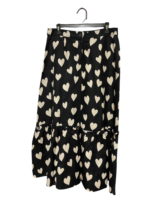 |XL| WAIST 32| B26| WHIMSICAL MONOCHROME HEART PRINT MIDI SKIRT