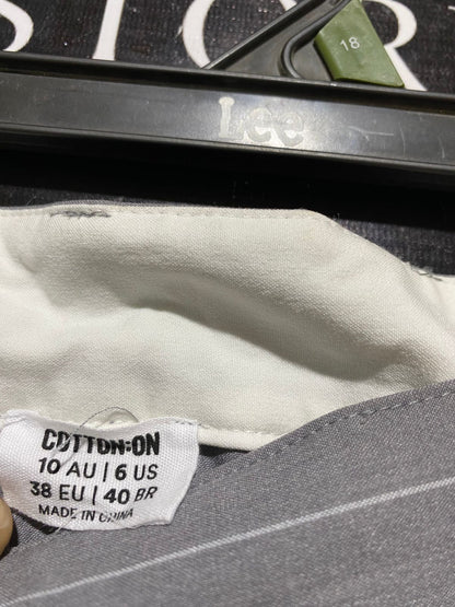 COTTON ON |L| WAIST 31| B26| SOPHISTICATED GREY PINSTRIPE WIDE-LEG TROUSERS